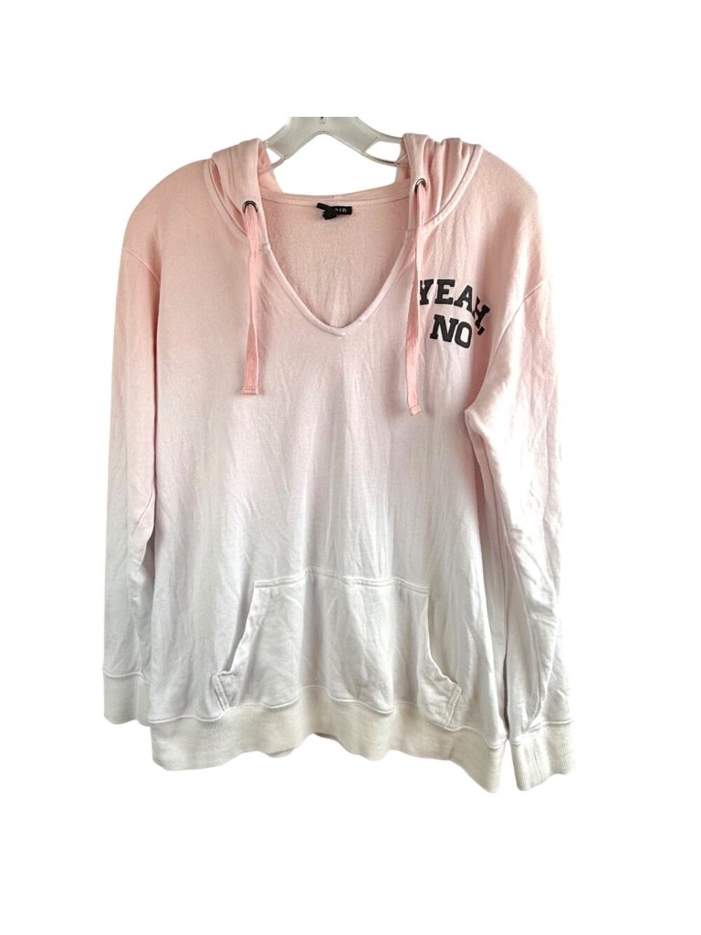 Torrid Ombre Graphic Hoodie Size 00 M/L Yeah No Pink White V-Neck Pullover EUC